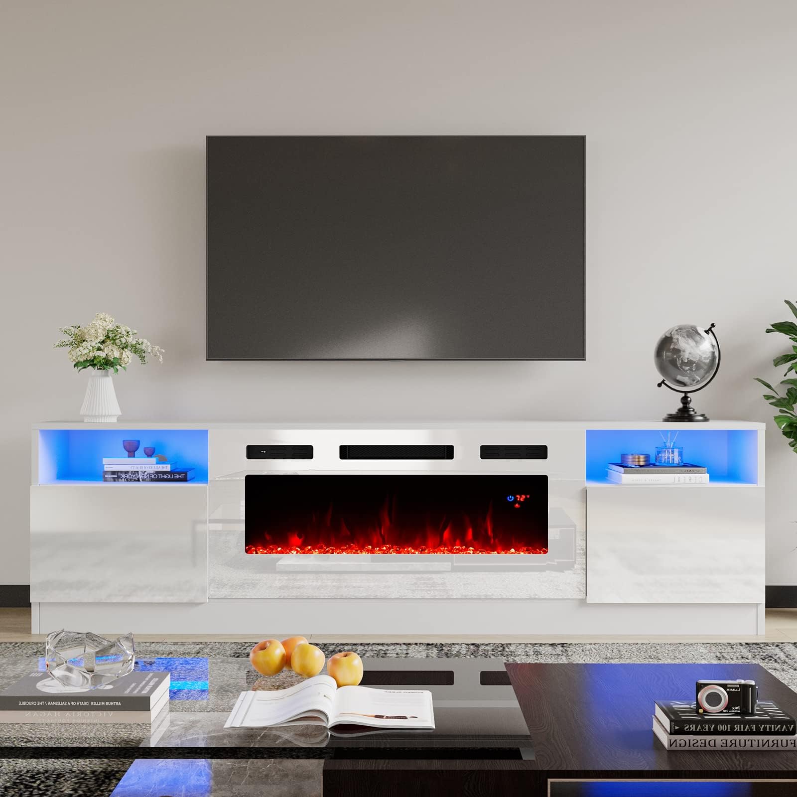 AMERLIFE Fireplace TV Stand with 36" Fireplace, 70" Modern