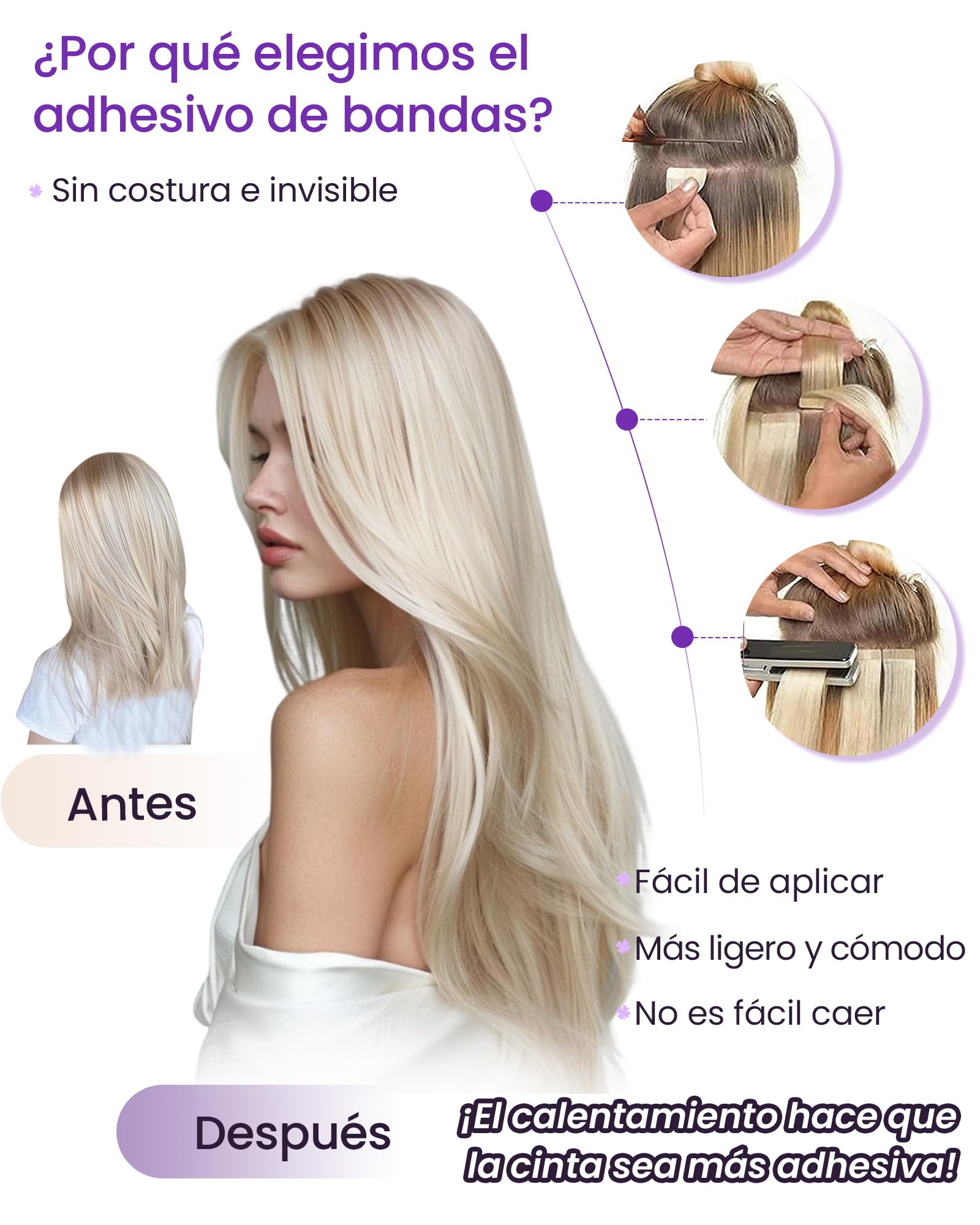 LaaVoo Extensiones Adhesivas Pelo Natural Brown Clair Highlight Dorado Claro 100g 40pcs Extensiones de Cabello Humano Peo Verdad Rubio Claro 40cm Remy #p16/22