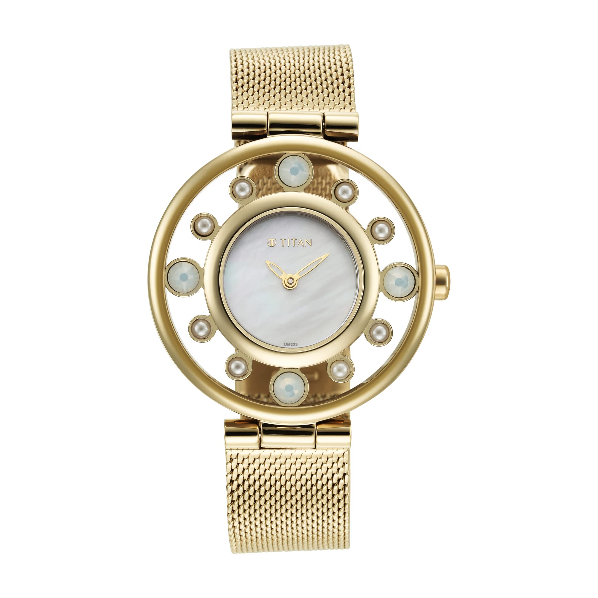 Titan Womens Analog White Dial Gold Band Metal Watch (B09RFBM8H9) Amazon Price History, Amazon Price Tracker