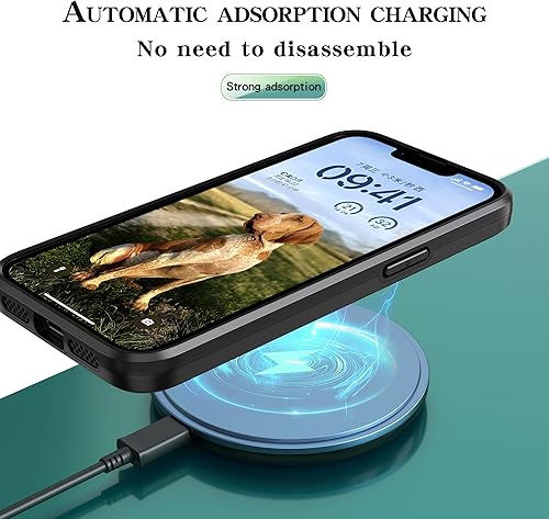 Miniatura 4 de Asuwish Funda de teléfono para iPhone 14 de 6.1 pulgadas con protector de pantalla de vidrio templado Magsafe y soporte delgado, funda rígida