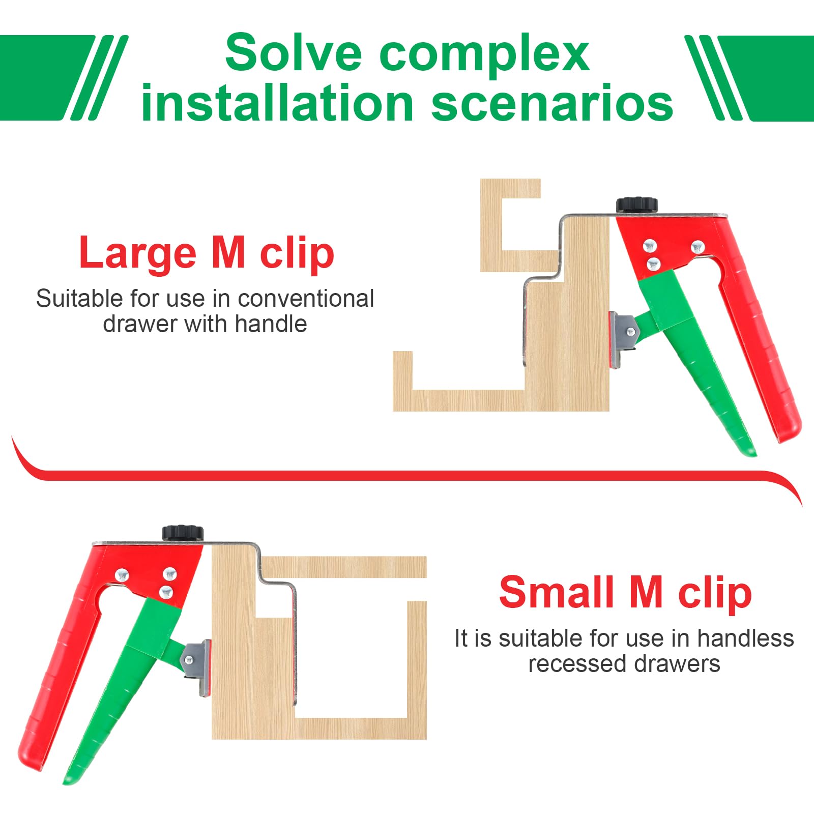 Lot de 2 pinces de fixation réglables pour tiroir - Pinces universelles d'installation d'armoires - Pour une installation facile et rapide du panneau avant de tiroir - Outils multifonctions pour le