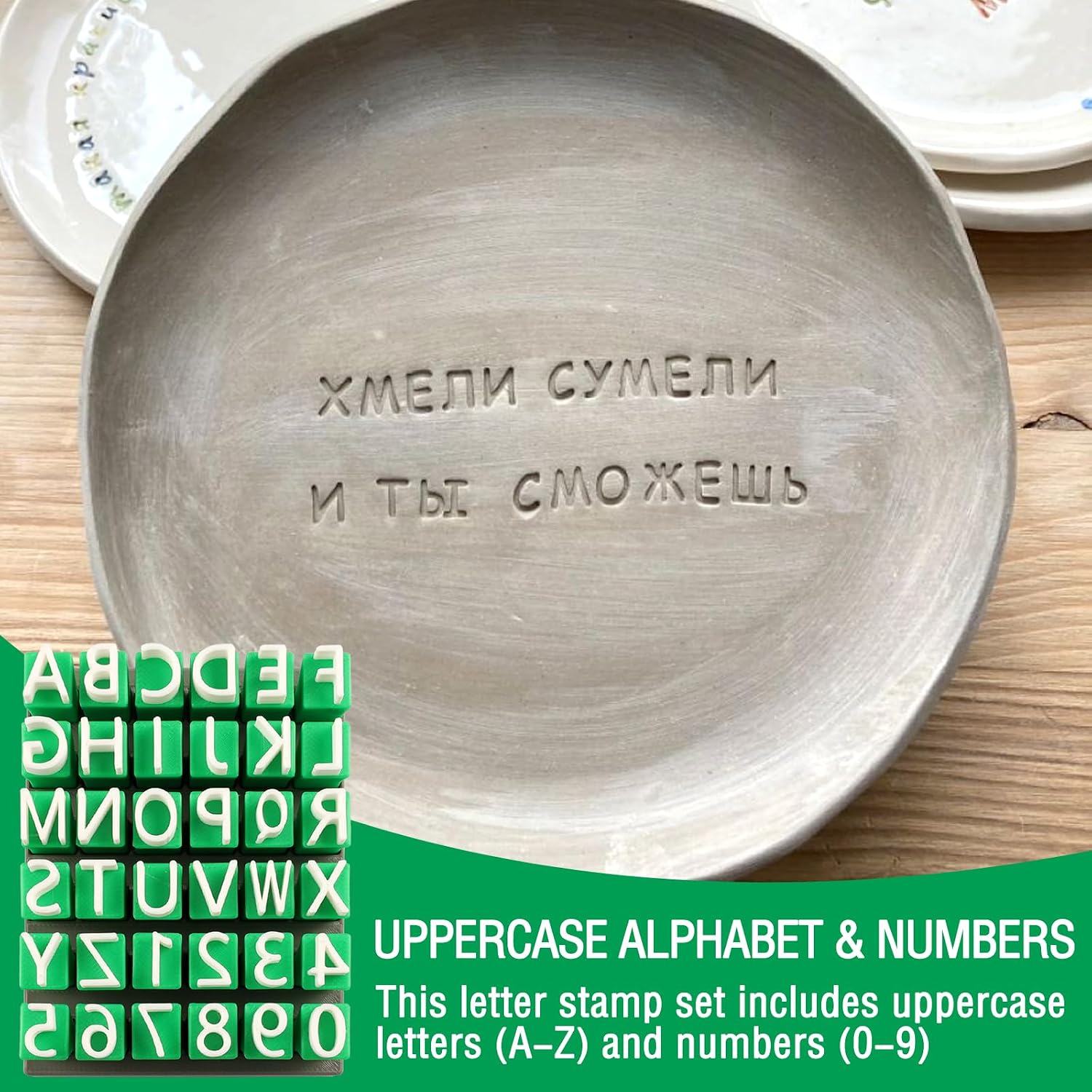 Alphabet Stamps Set for Clay, Letter Stamps for Clay - Uppercase, Lowercase, Numbers & Symbols, Custom Ceramic Pottery Stamps, DIY Handmade Mold Accessories for Ceramic Decorating