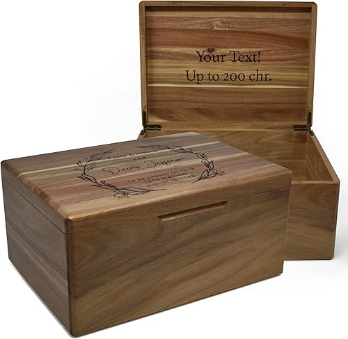 Miniatura 56 de Caja de madera grabada personalizada grande – Caja de recuerdo de madera de acacia con mensaje oculto personalizado, cajas de memoria de nogal para