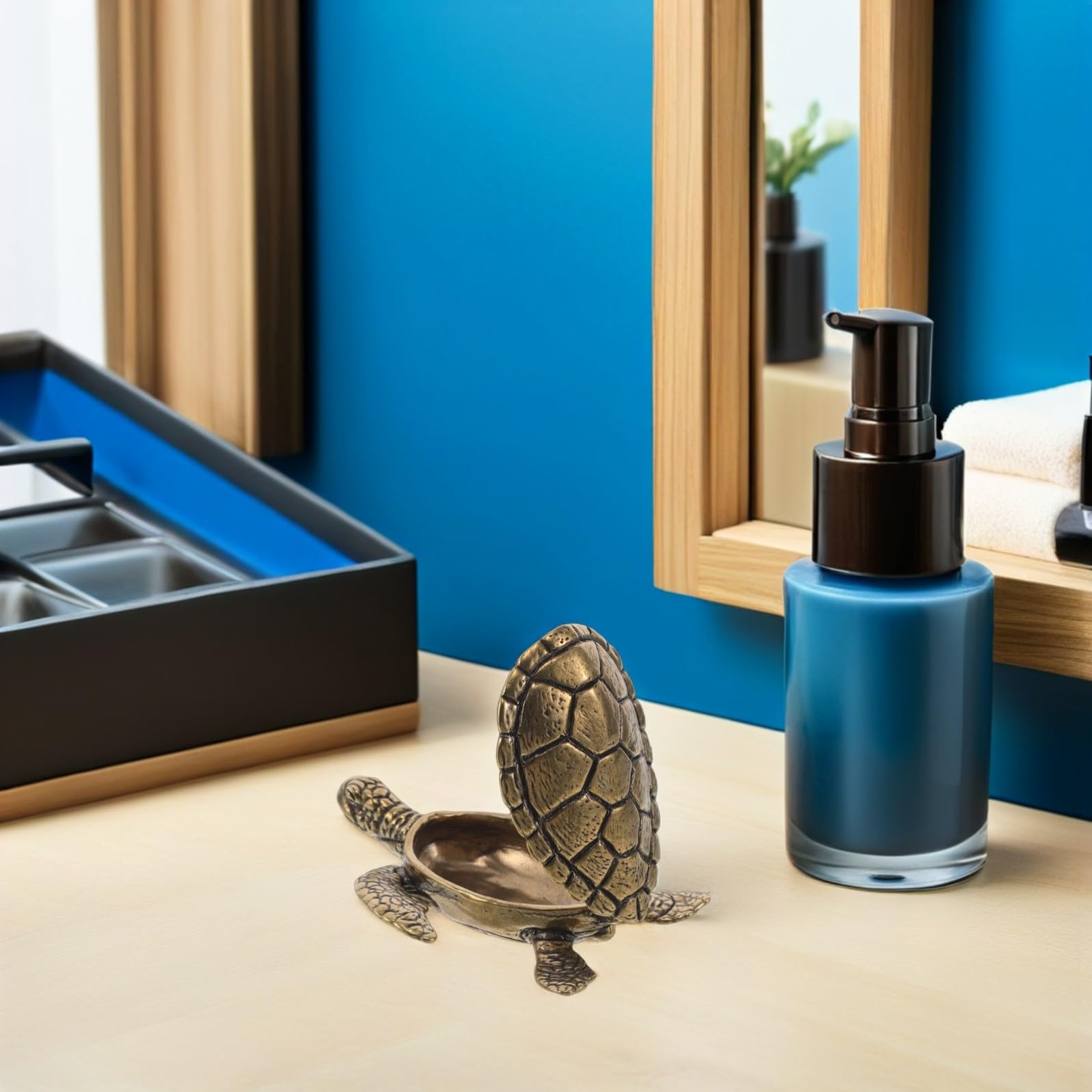 Gatuida Joyero de Tortuga de Latón Dorado Estilo Vintage para Joyas