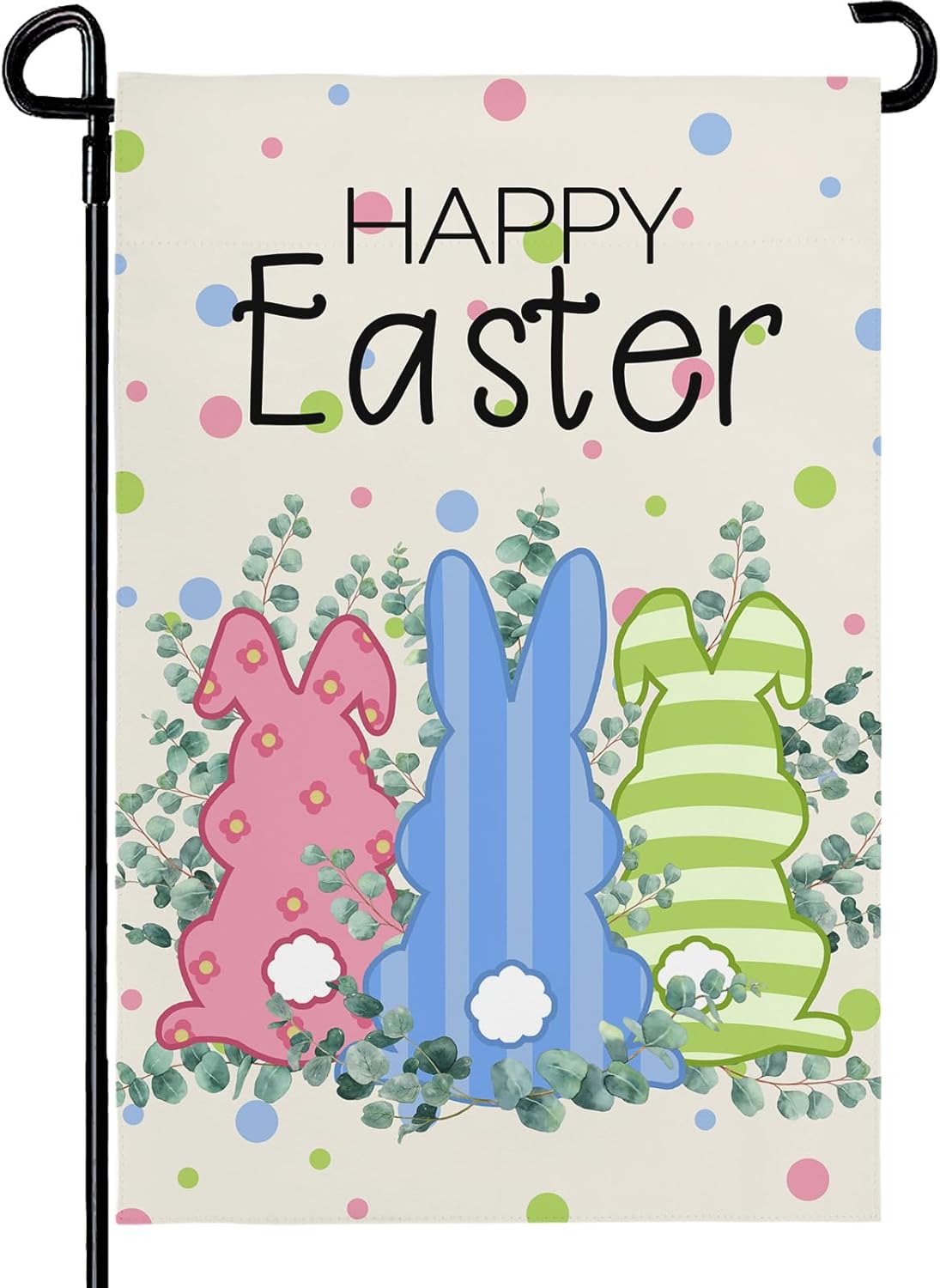 Easter Garden Flag 12x18 Double Sided Funny Bunny Garden Flags for Outside Holiday Rabbit Yard Flag Banner Outdoor Sign for Home Decor
