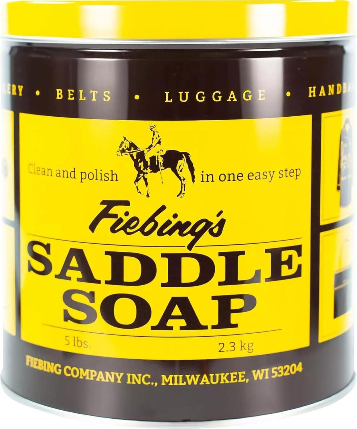 Fiebing's Yellow Saddle Soap for Leather (5 Pounds) - Leather Cleaner & Conditioner to Soften, Protect & Restore Leathercraft - Leather Soap for Car Seat, Couch, Shoe, Purse, Boot, Bag, & Saddles