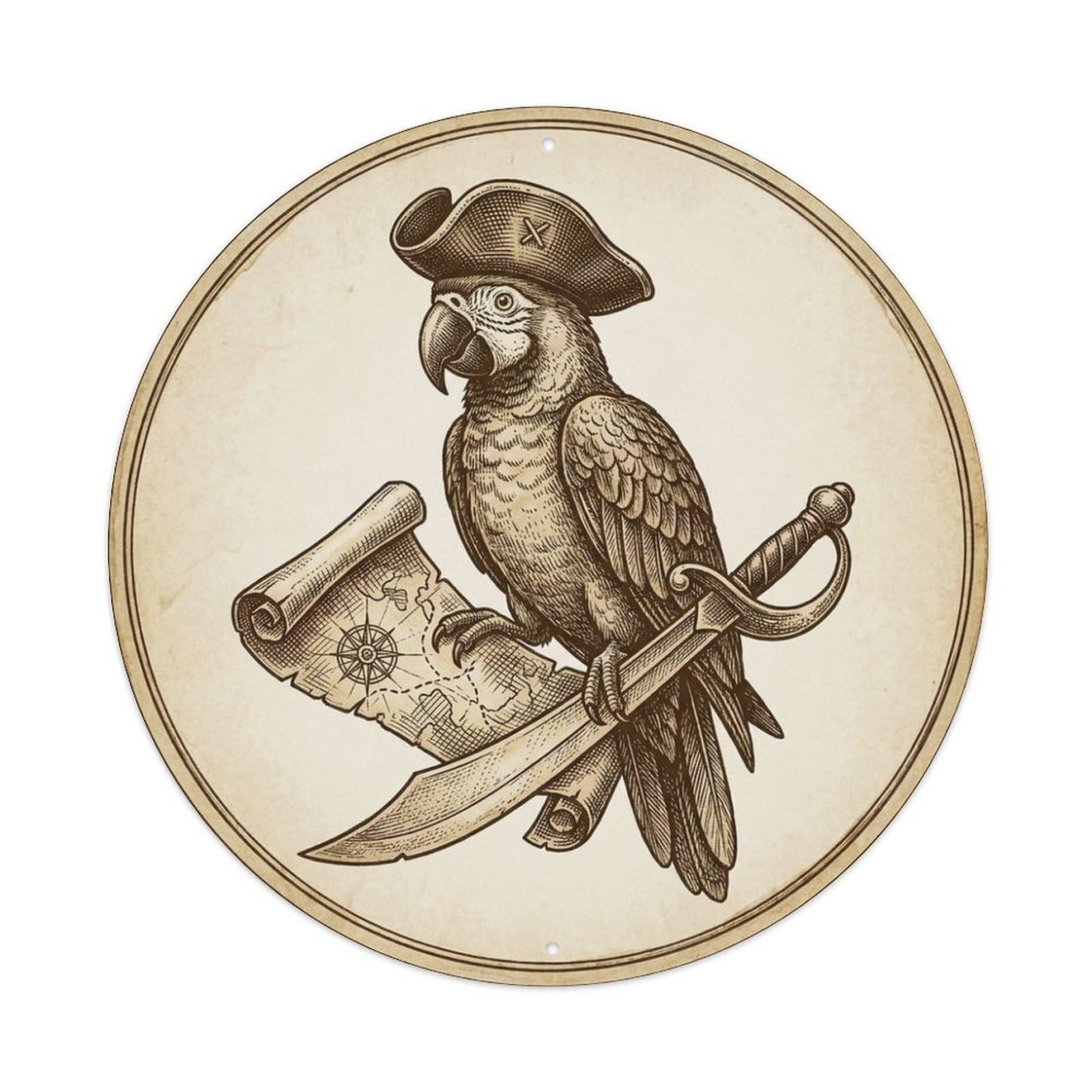 Pirate Parrot Hat Map Cutlass Sea Legend Metal Tin Sign
