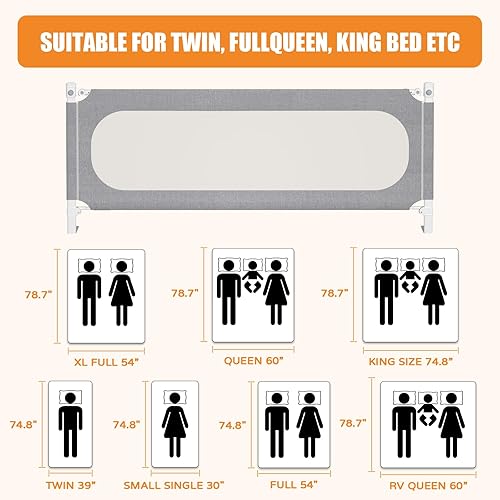 Miniatura 6 de MagicFox Rieles de cama para niños pequeños, ajuste de altura extra alto, especialmente diseñados para tamaño individual, matrimonial, Queen, King