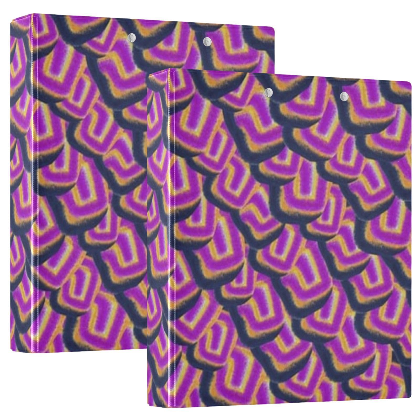 Raccoglitore a 3 anelli rotondi impermeabile con portablocco, in PVC, trasparente, formato A4, 200 fogli, per ufficio, scuola, casa, organizzazione ricette, motivo astratto viola