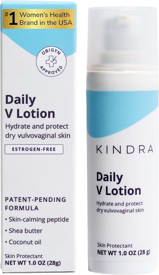 Kindra Daily V Vaginal Moisturizer Lotion - OBGYN Recommended for Dryness & Itch, with Hyaluronic Acid, Odor Support - Estrogen-Free Cream, pH-Balanced Feminine Care - 60 Applications