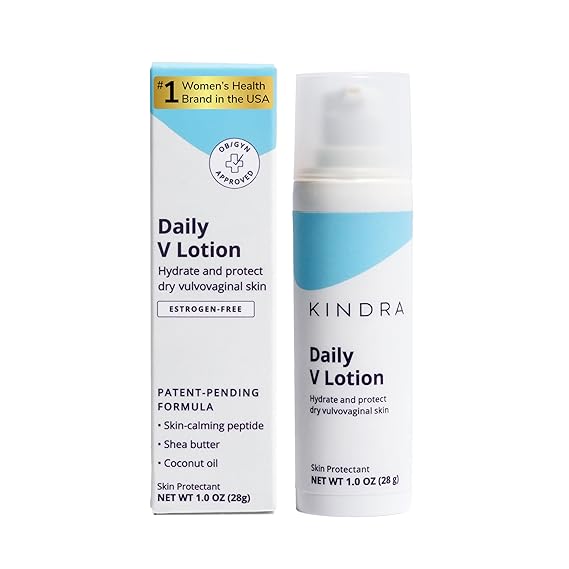 Kindra Daily V Vaginal Moisturizer Lotion - OBGYN Recommended for Dryness & Itch, with Hyaluronic Acid, Prevents Unwanted Odor - Estrogen-Free Cream, pH-Balanced Feminine Care - 60 Applications