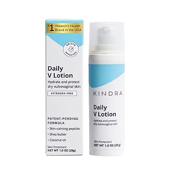 Kindra Daily V Vaginal Moisturizer Lotion - OBGYN Recommended for Dryness & Itch, with Hyaluronic Acid, Prevents Unwanted Odor - Estrogen-Free Cream, pH-Balanced Feminine Care - 60 Applications