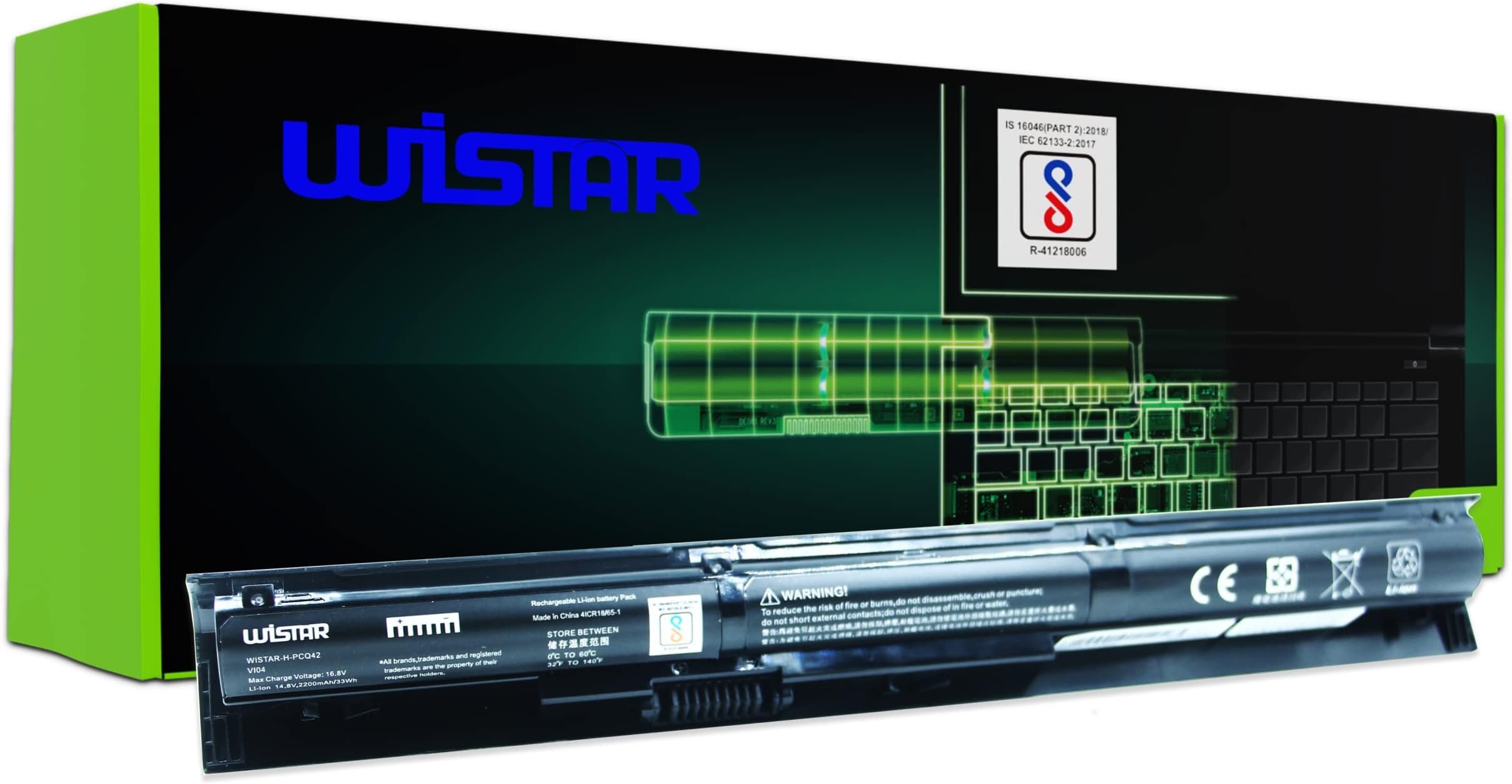 WISTAR Replacement Laptop Battery Compatible for HP Pavilion 15-P207TX 4 Cell 2200 mah PN: VI04 756745-001 756746-001 HSTNN-DB6I HSTNN-DB6K HSTNN-LB6J HSTNN-LB6K