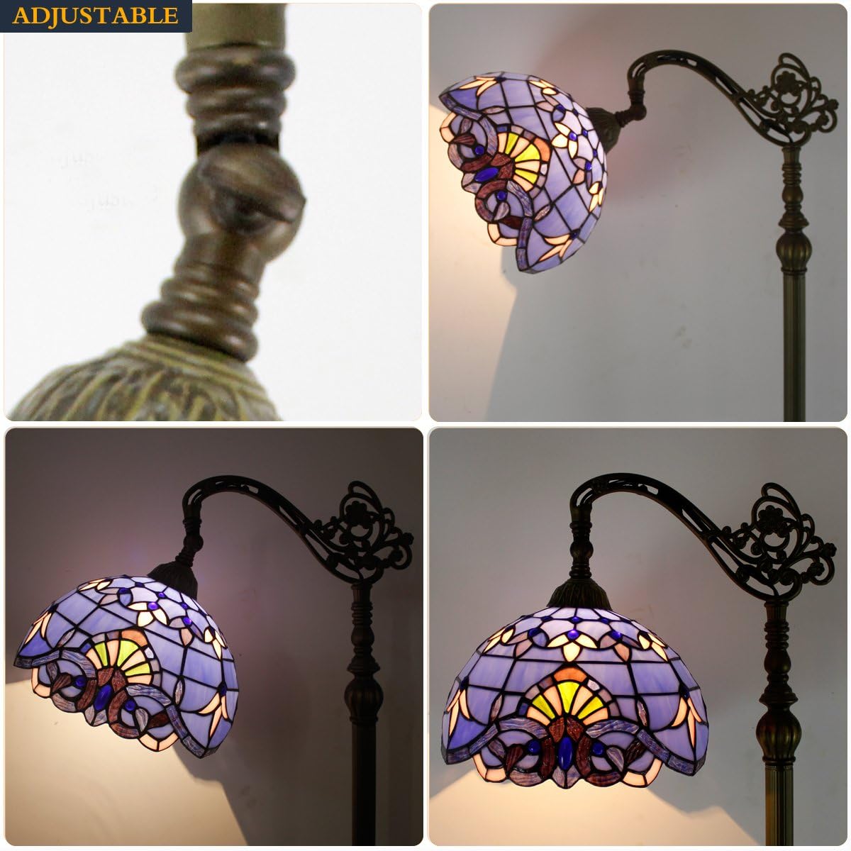 Bіg Sаlе Led Floor Lamp Tiffany Style 64 Tall Industrial Pole Vintage Boho Stained Glass Standing Corner Bright Reading Soft Light Arched Gooseneck Adjustable-Living Room Kids Bedroom Farmhouse WERFACTORY 🔥 Led Floor Lamp Tiffany Style 64 Tall Industrial Pole Vintage Boho Stained Glass Standing Corner Bright Reading Soft Light Arched Gooseneck Adjustable-Living Room Kids Bedroom Farmhouse WERFACTORY