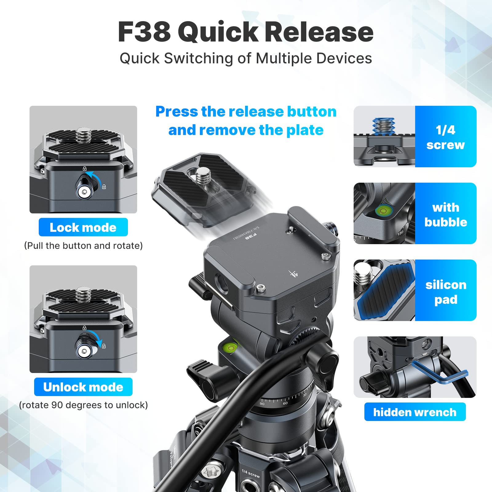 Amazon | ULANZI F38 ビデオトラベルカーボンファイバー三脚、62インチ