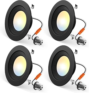 Amico 4 Pack 4 inch 5CCT LED Recessed Lighting, Retrofit Can Lights, Black