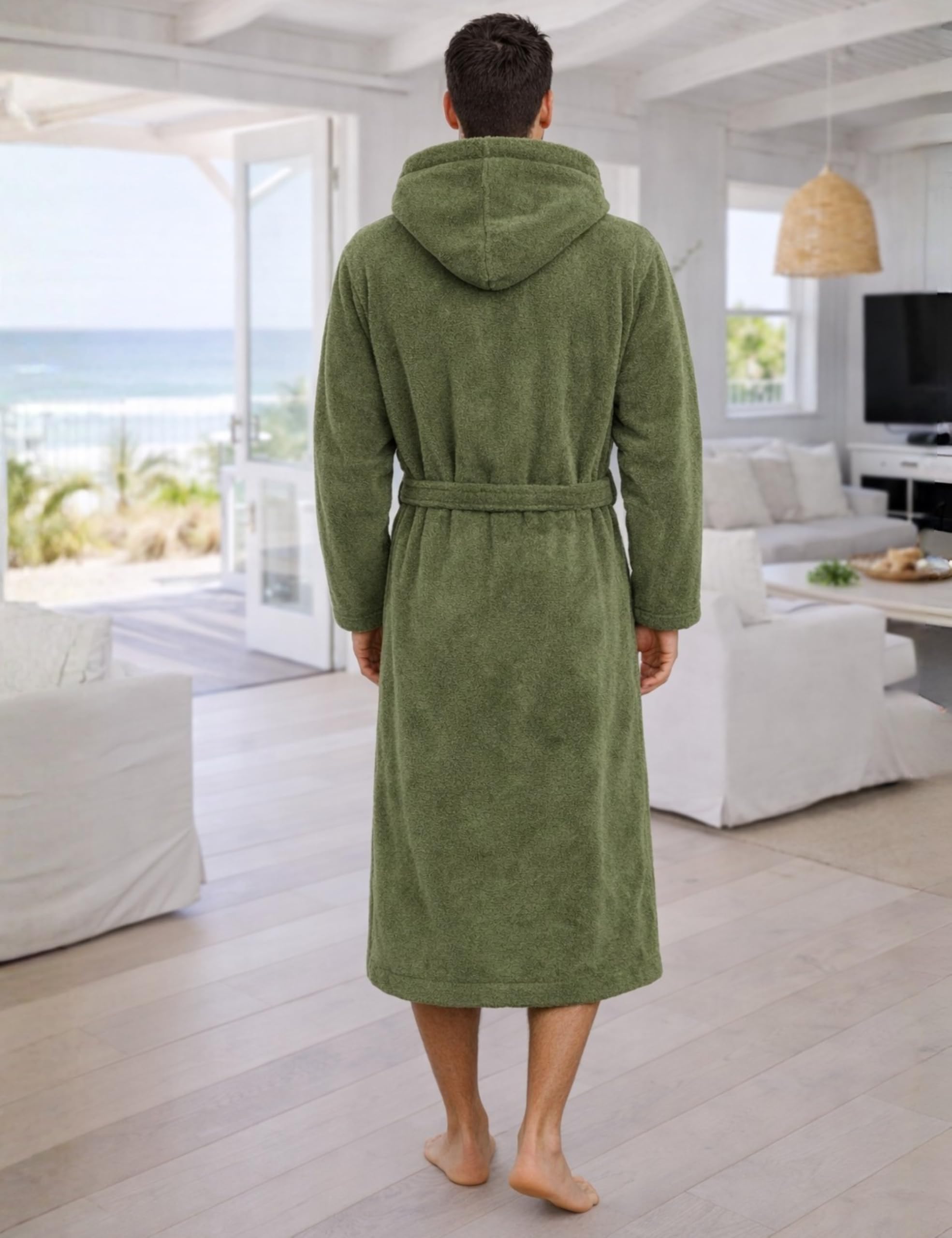 Morgenstern Peignoir Homme 100% Coton Éponge Capuche Classique Long Oeko-Tex-Standard