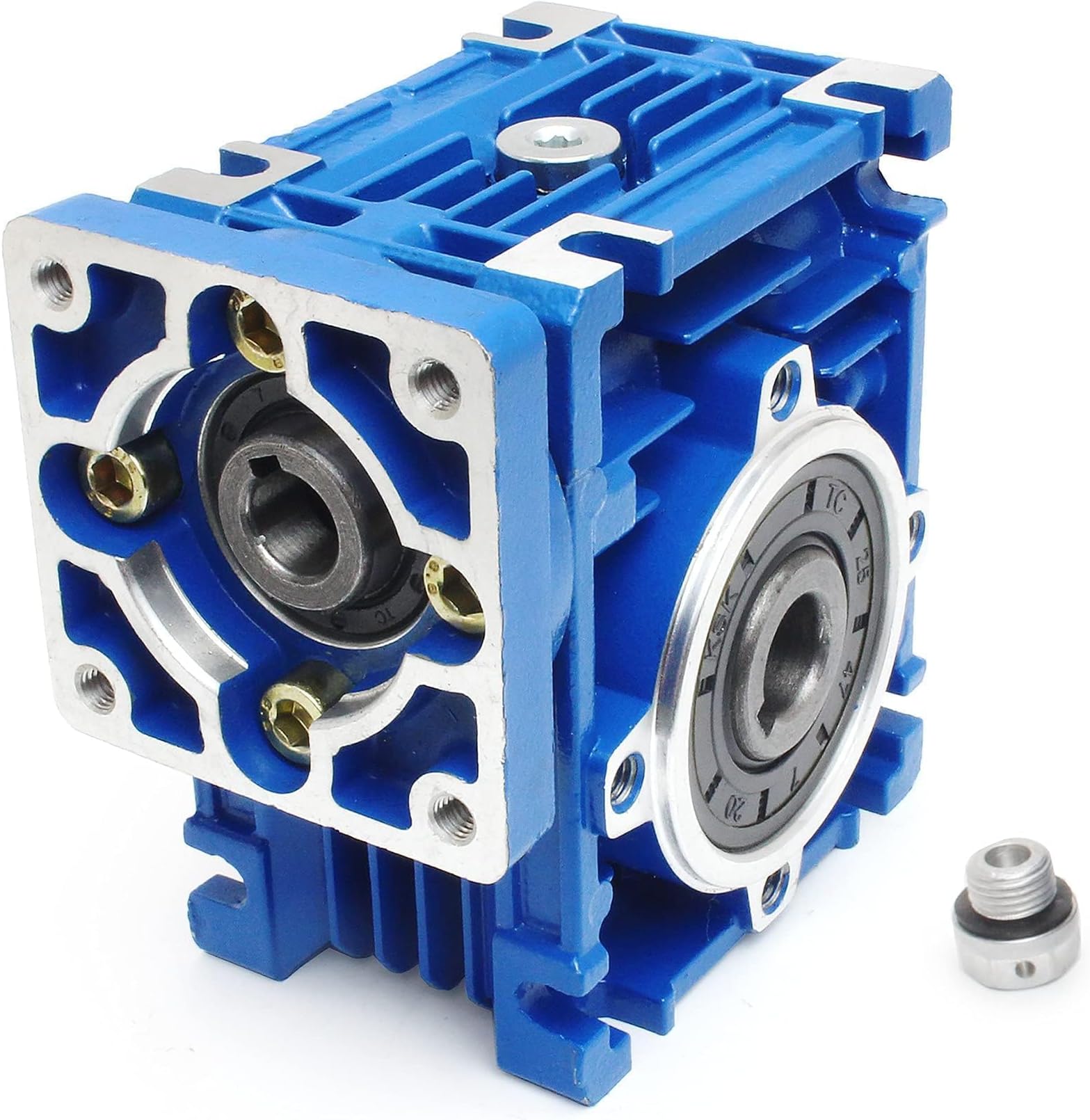 NMRV30 Worm Gearbox Speed Reducer NMRV030 Worm Gear Reducer Speed Ratio 20:1 RV30 Square Type for Nema23 Stepper Motor Output Hole 14mm Shaft NMRV-030