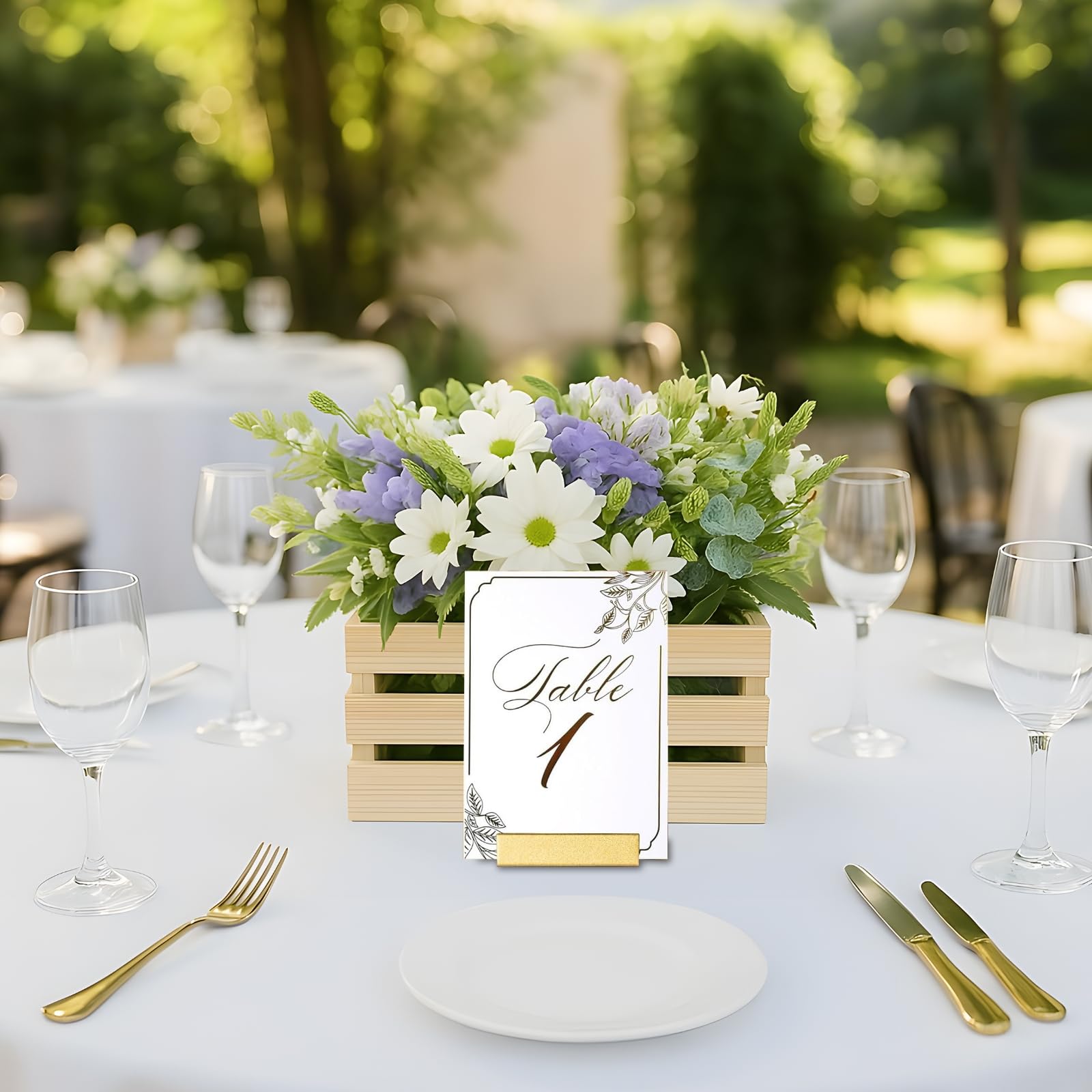 Set mit 24 goldfarbenen L-förmigen Namenskartenhaltern, faltbarer Metallständer zum Präsentieren von Karten, Etiketten, Bildern bei Veranstaltungen, Partys, Abendessen und Messen