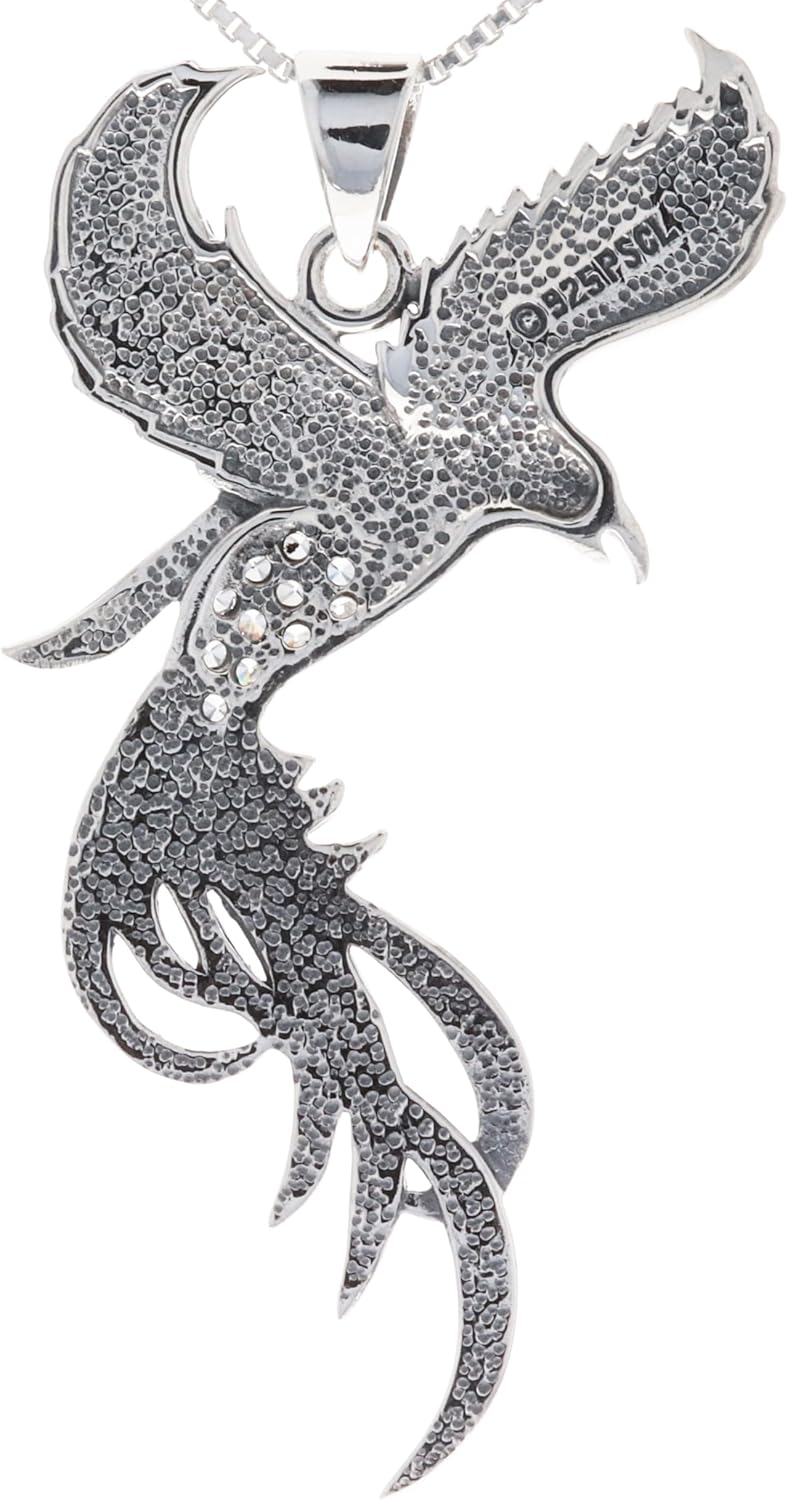 Jewelry Trends Sterling Silver CZ Eagle Phoenix Pendant Necklace 18" - Image 3