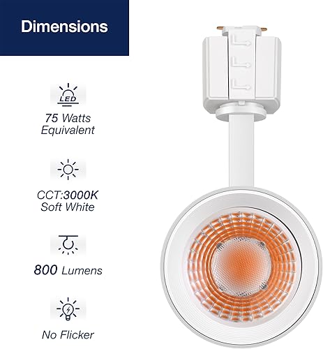 Miniatura 2 de FLSNT Cabezales de iluminación LED para pista Juno Track, equivalentes a 75 W, cabezales de luz LED regulables, luz LED de 12 W, 24 , CRI90, 800 LM,