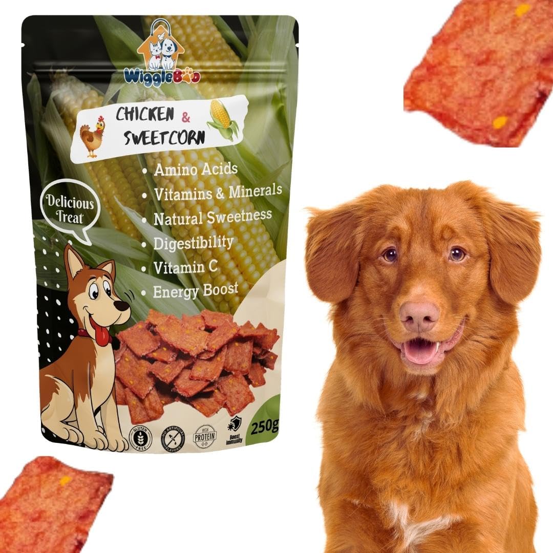 WiggleBoo 250g Chicken & Sweetcorn Dog & Puppy Treat | High-Protein Snack | Antioxidant-Rich | Crunchy & Healthy | Wholesome | Training | Easy to Digest (B0CJ7296M6) Amazon Price History, Amazon Price Tracker