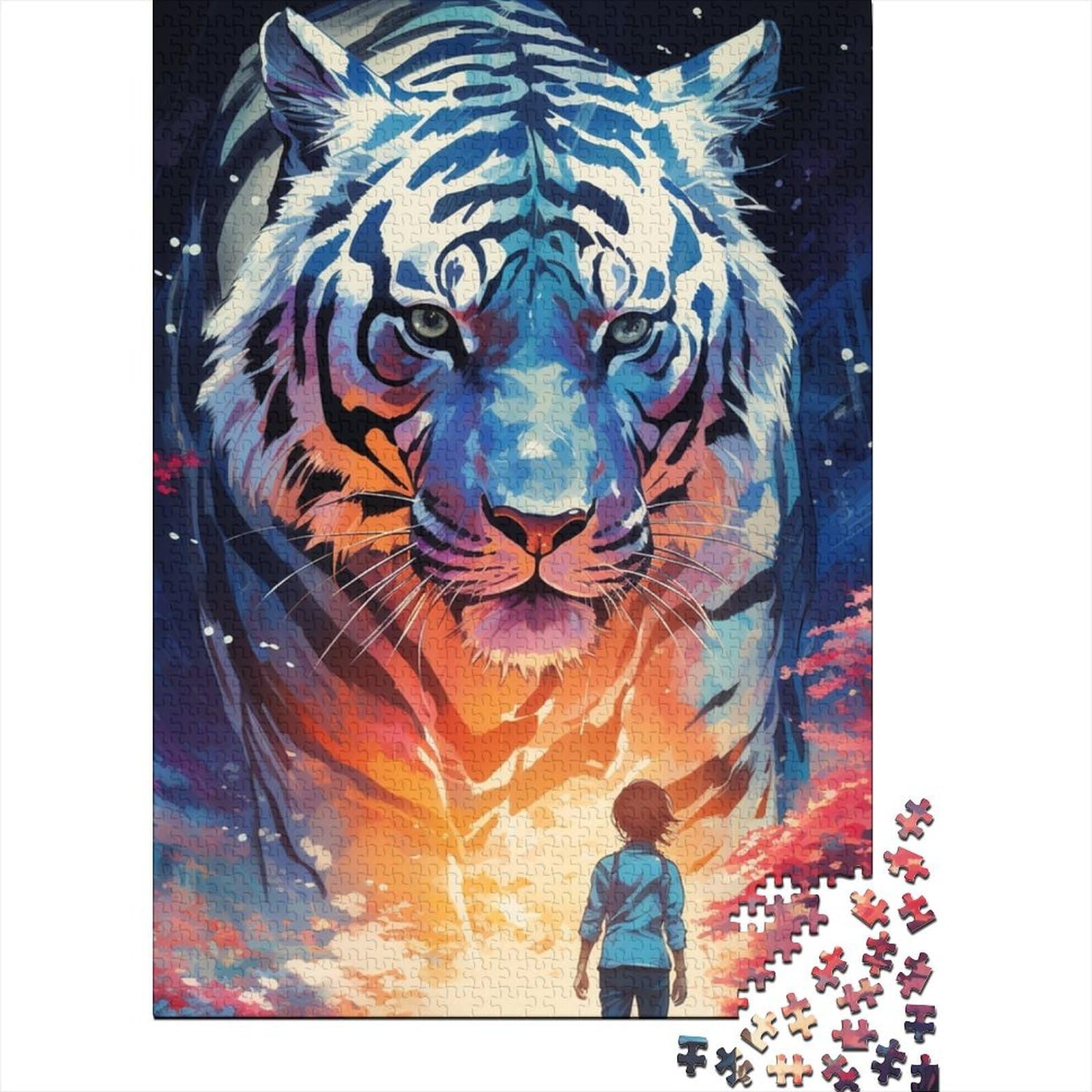Puzzle de 1000 piezas de tigre místico, pasatiempo relajante para adultos en casa 8