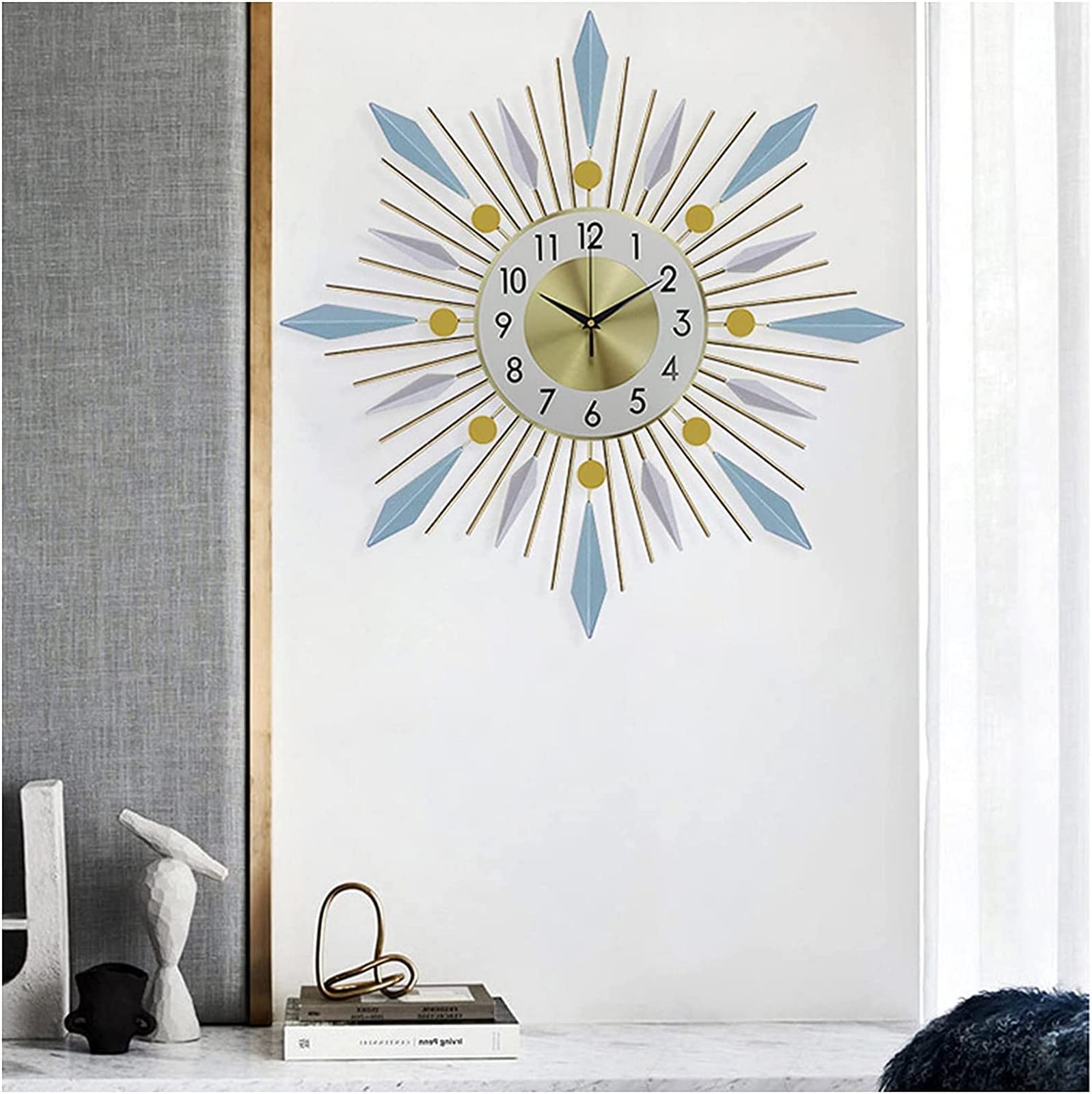 SaryEdge Wall Clock Art Simple Wall Clock for Living Room Decor Large 3D Metal Wall Clock, Silent Non Ticking Clock Operated for Bedroom Kitchen Decorative,70Cm Wall Decor-A,A-70cm,A-70cm