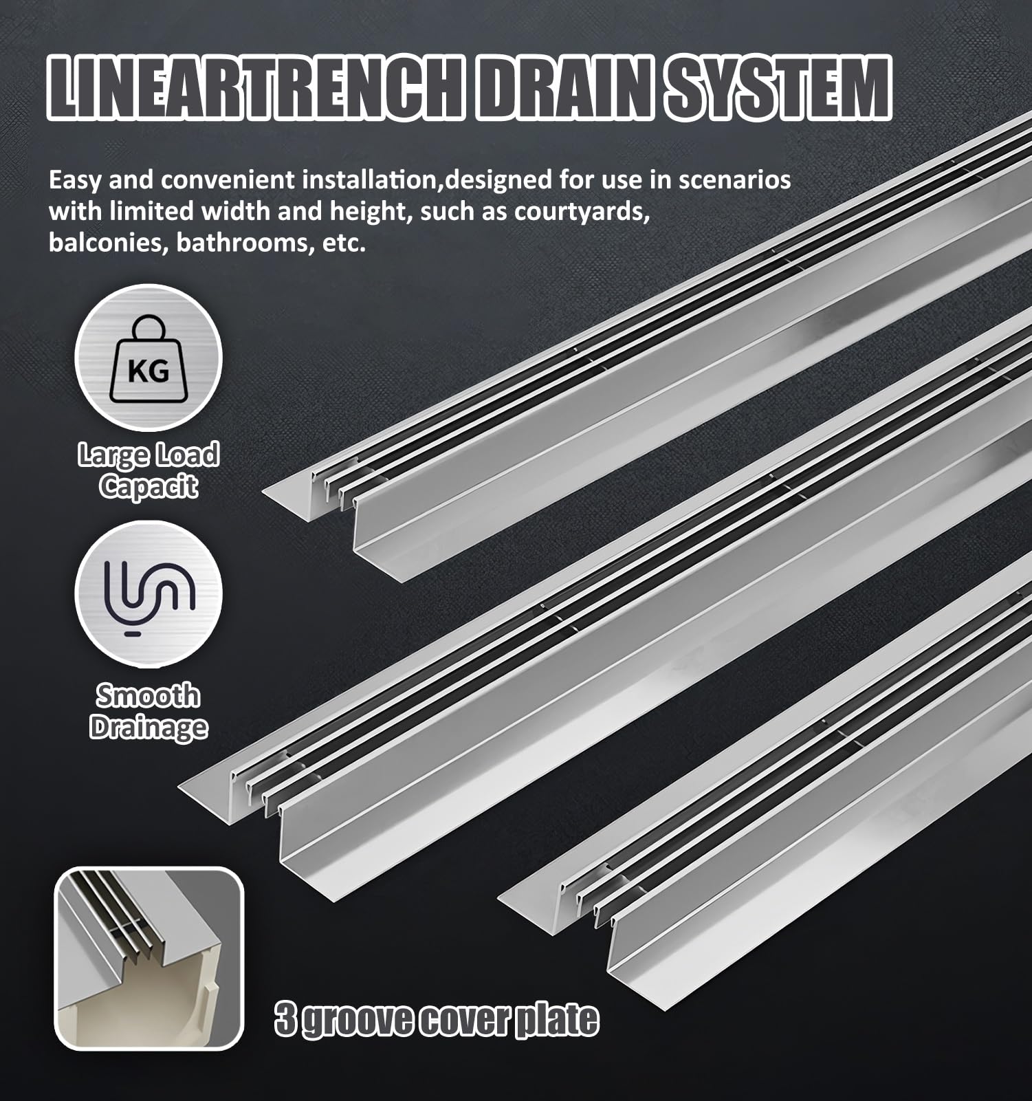 Zewnętrzny system wpustów rowowych z podstawą SMC(100x22x10cm/39.4x8.7x3.9in)