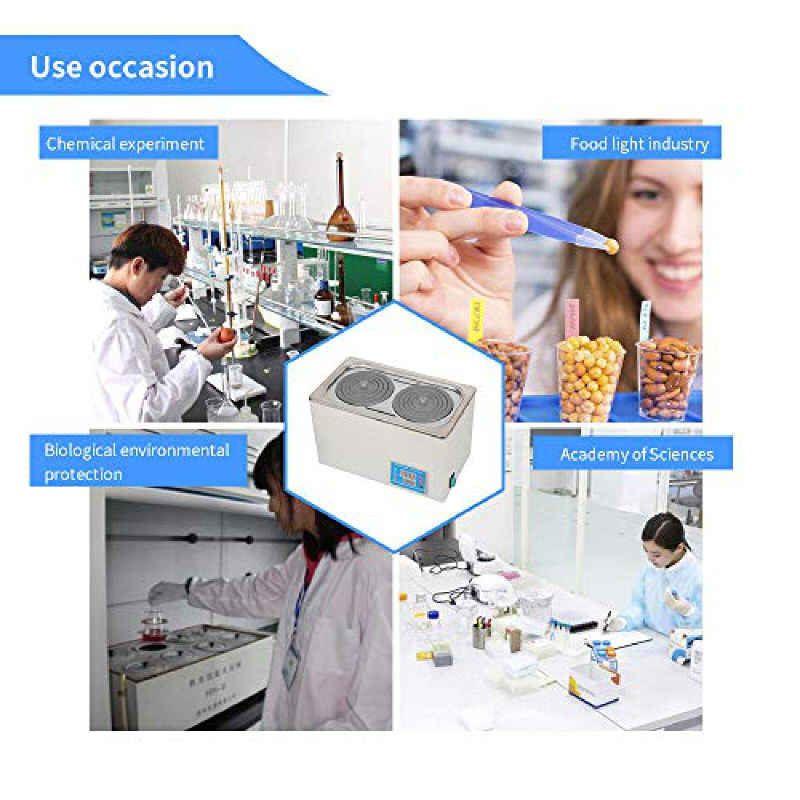 Bagnomaria da Laboratorio Digitale, Bagnomaria Termostatico con Aperture Selezionabili Acciaio Inossidabile 304 Risoluzione 0,01 ℃ Bagnomaria Elettrico A Temperatura Costante per Laboratorio Commerci