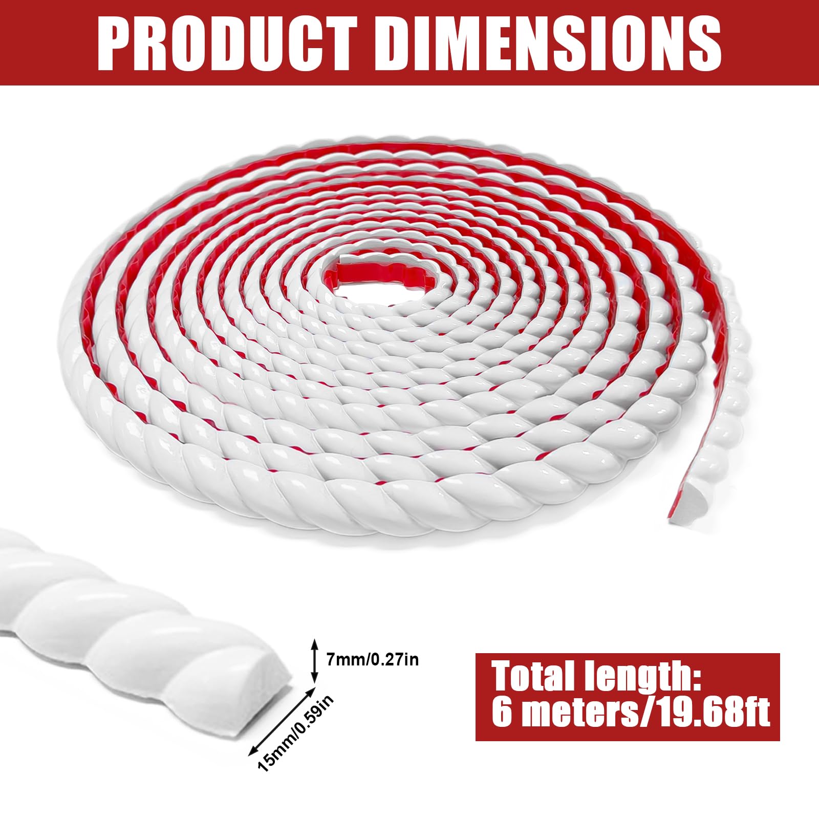 15 mm x 6 m, elastyczna listwa ozdobna, samoprzylepna, biała, zestaw ekonomiczny, listwy ścienne z PCW, dekoracyjne listwy ozdobne na ścianę, 3D, listwy dekoracyjne do lustra, ściany