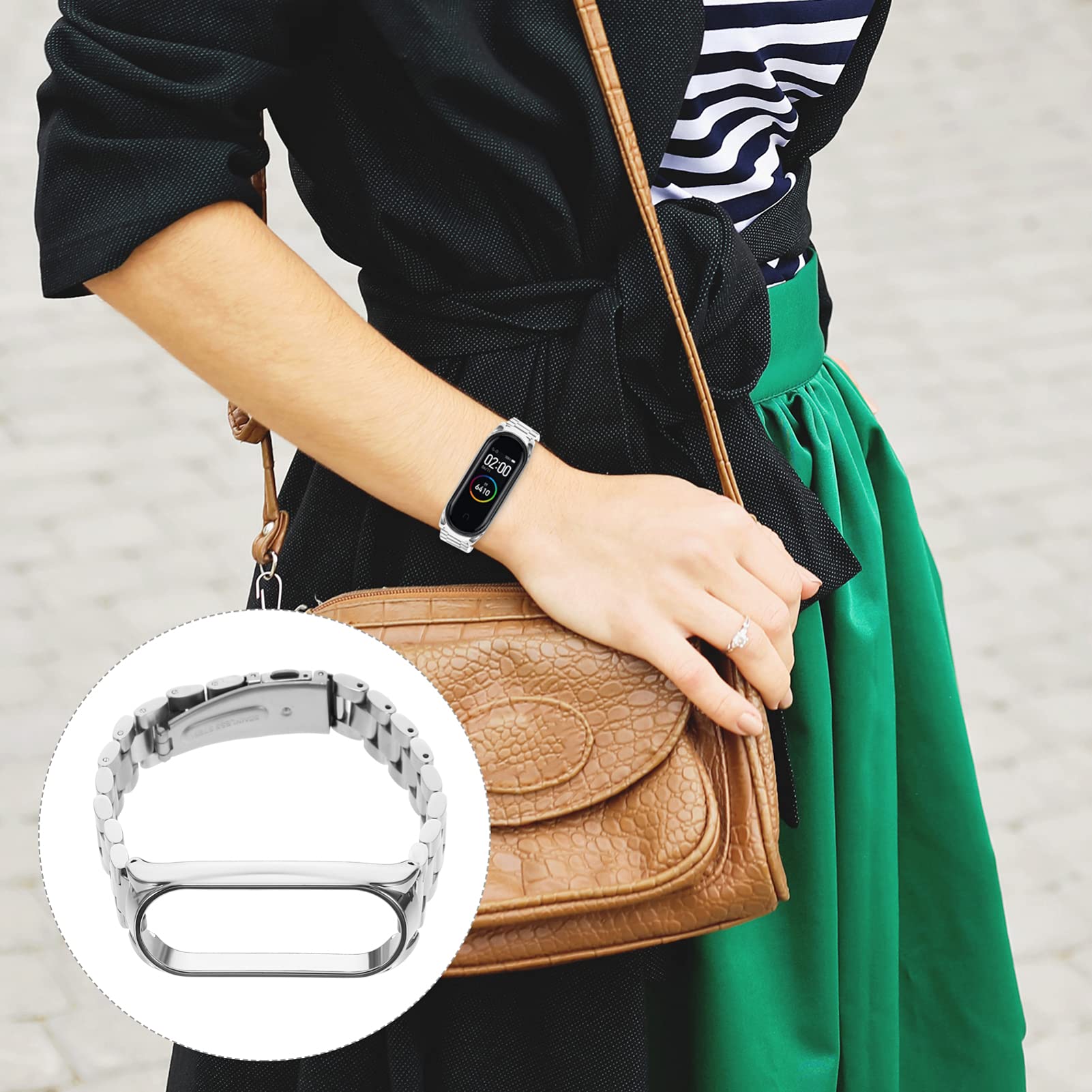 Gatuida 2 Uds Bandas de Pulsera de Acero Cómoda Liberación de Banda Reloj Compatible de Moda/Reemplazo Correa Pulsera Pulseras Muñeca con Reloj Inteligente para