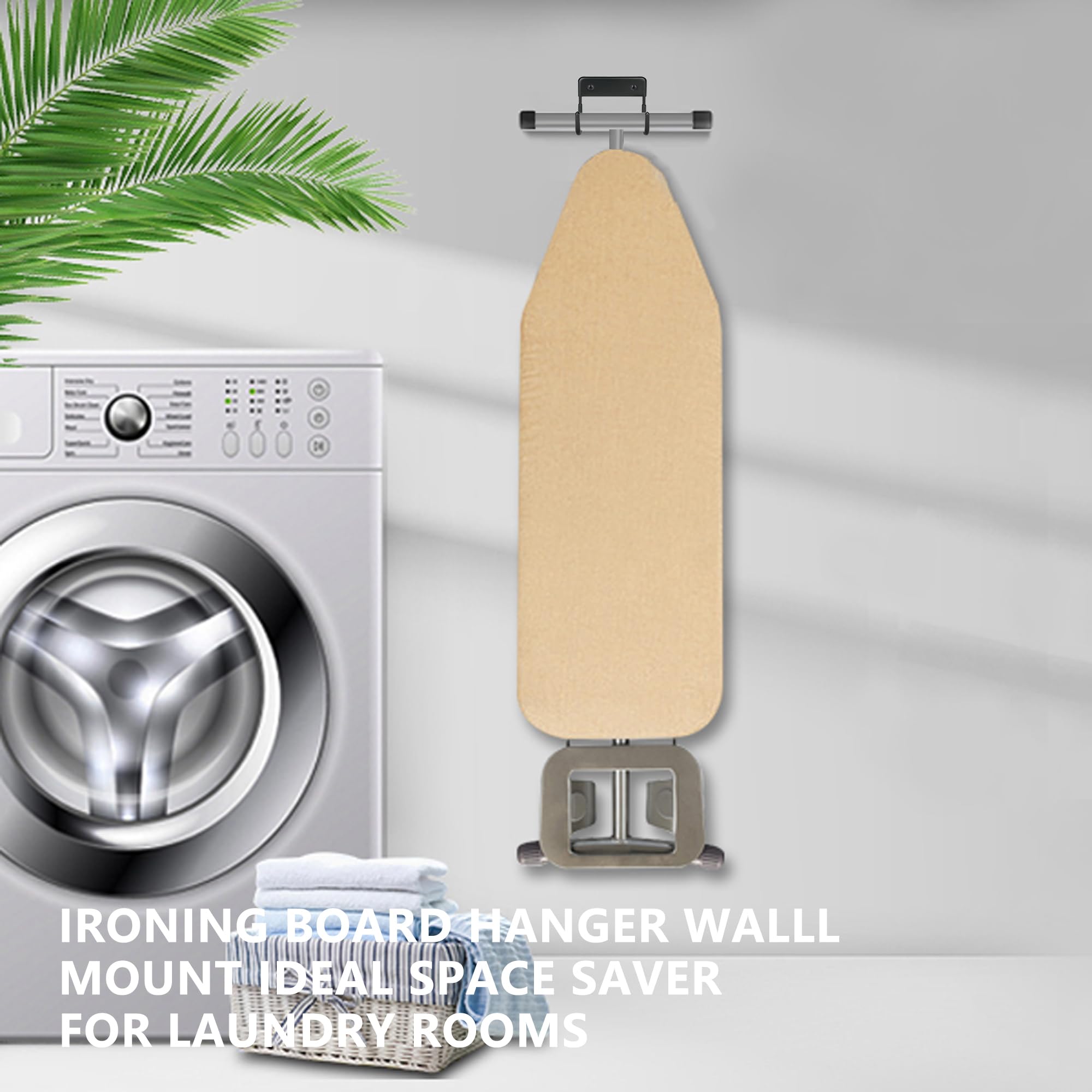 BiJun Ironing Board Hanger Wall Mount, Ironing Board Hanger with 5 Inch Length, Iron Board Holder Wall Mount for Laundry Rooms (): Black