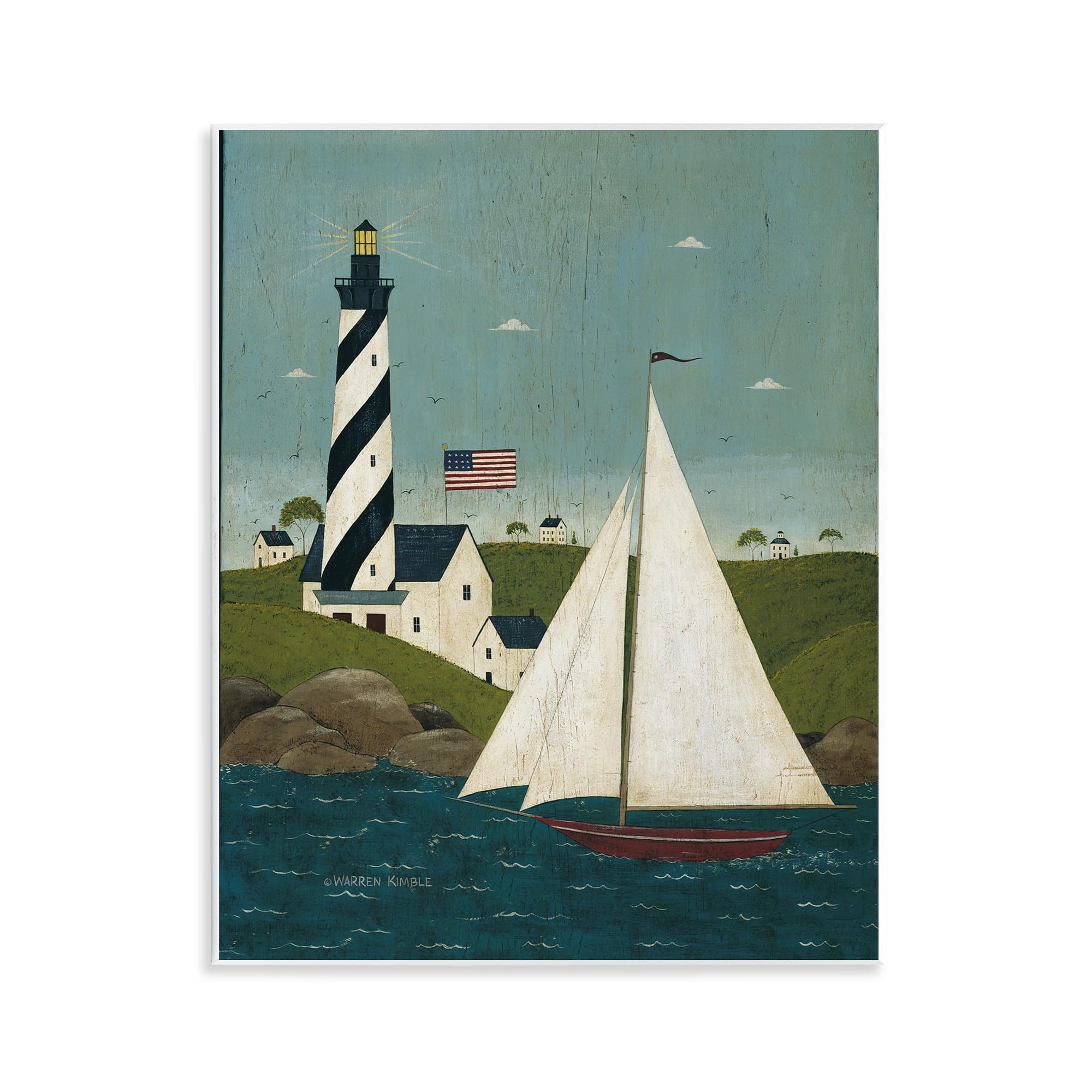 Stupell Industries Coastal Breeze Sailboat Scene Wall Plaque Art Design by Warren Kimble, 11 x 14