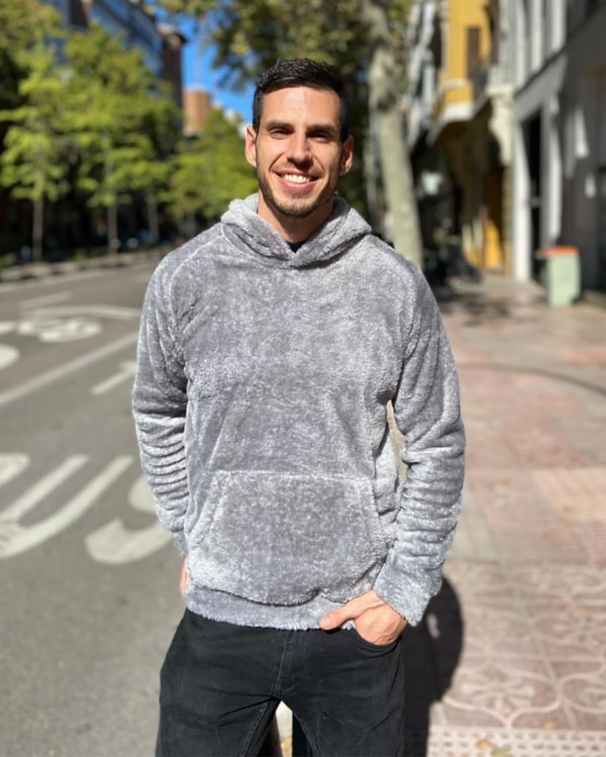 GINGTTO Men's Fuzzy Sherpa Sweatshirt Fashion Pullover Fleece Hoodies - Image 3