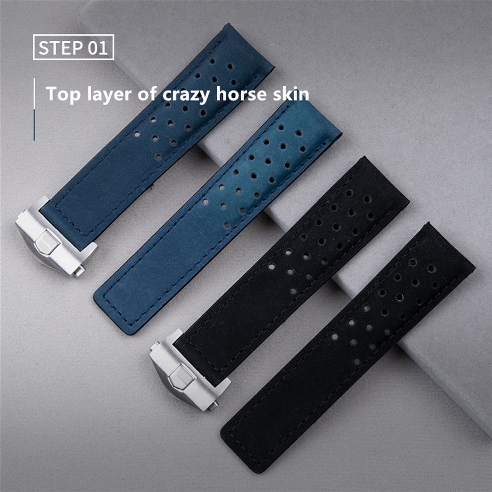 20mm 22mm 24mm cinturino in vera pelle smerigliata per cinturino TAG per HEUER CARRERA AQUARACER Monaco F1 cinturino cinturino fibbia
