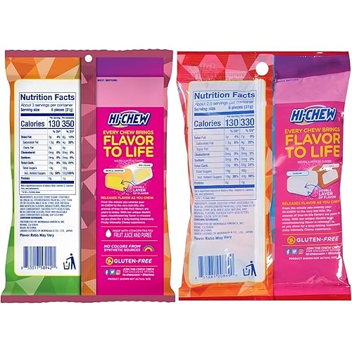 Miniatura 4 de Hi-Chew Fruit Chews All Flavors - Paquete variado de 9 unidades - 3.17 onzas por bolsa - Caramelos suaves con sabor a fruta envueltos