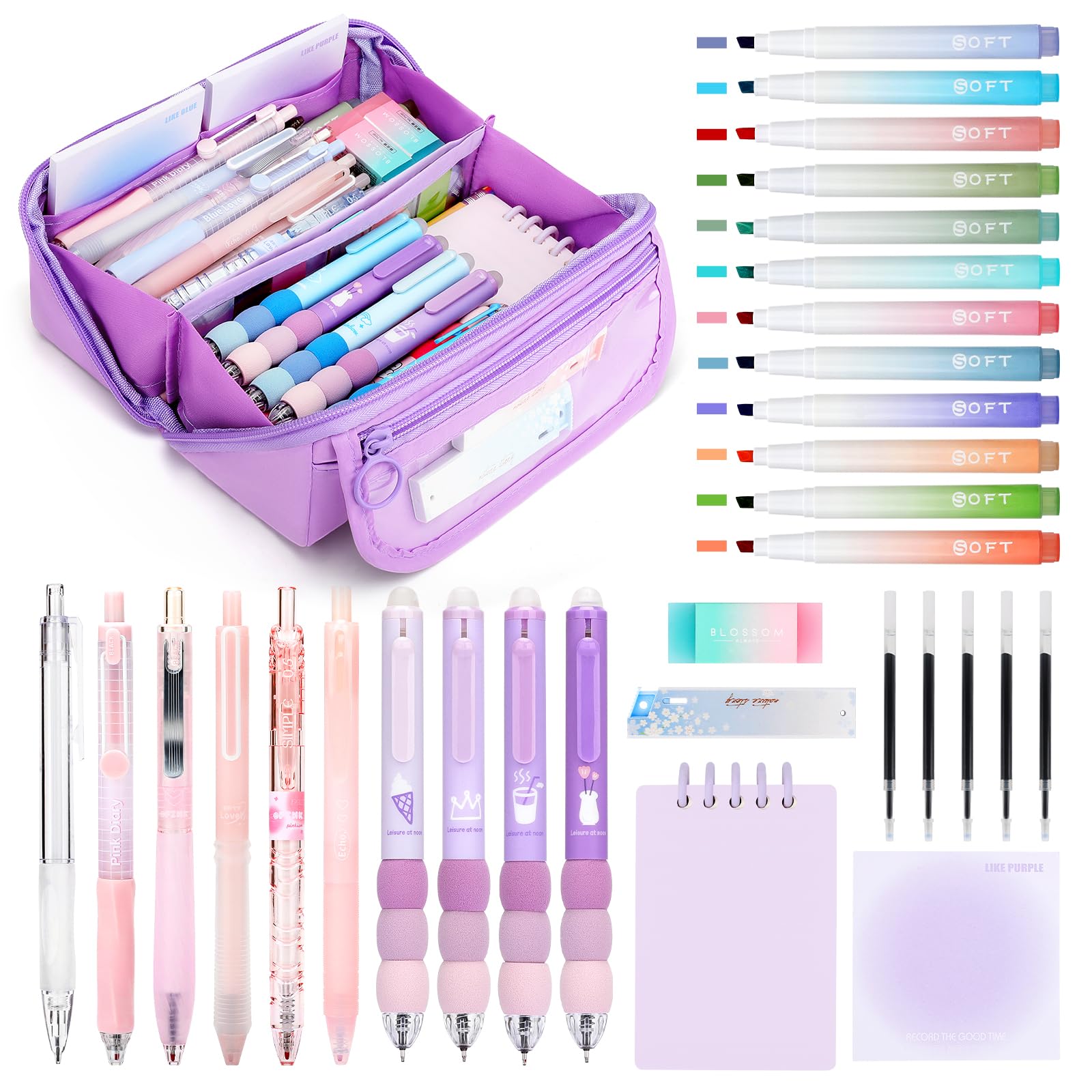12 penne gel cancellabili magiche da 0,5 mm, inchiostro blu, per ufficio, studenti, articoli di cancelleria, cancelleria per studenti, penne gel a sfera, inchiostro gel, regalo per bambini