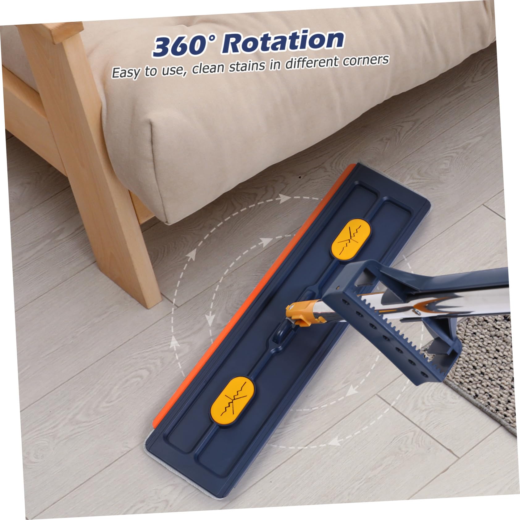 Fregona Multifuncional Rotación 360° y Compartimento de Limpieza, Trapeador Plano de PVC y Aleación para Limpieza de Pisos en Casa