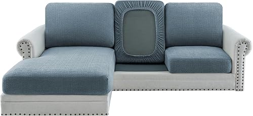 H.VERSAILTEX Fundas de cojín individuales superelásticas de jacquard para sofá, protector de muebles de elastano, fundas suaves y gruesas, fácil de