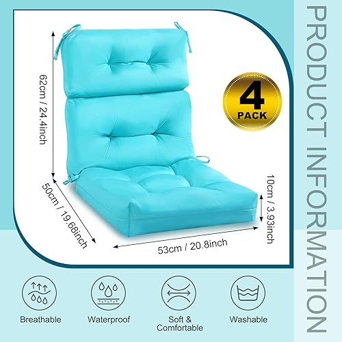 Vista 15 de Geelin Cojín de respaldo alto para silla de patio para interiores y exteriores, cojines de respaldo copetudo, almohadillas mecedoras de patio, Azul