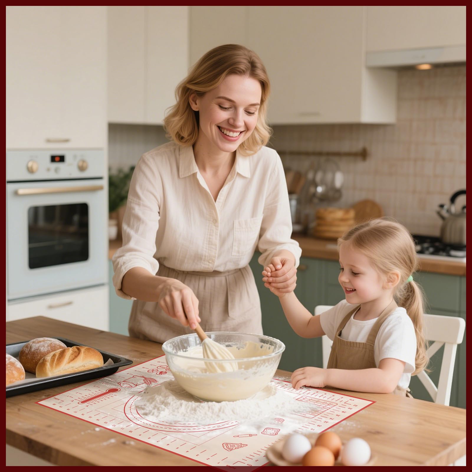 Tapete de silicona para hornear repostería de 40.6 x 61.0 cm, grande, antiadherente, antideslizante, con marcas de medición para amasar, pasteles, pizzas, galletas, fondant, cocina