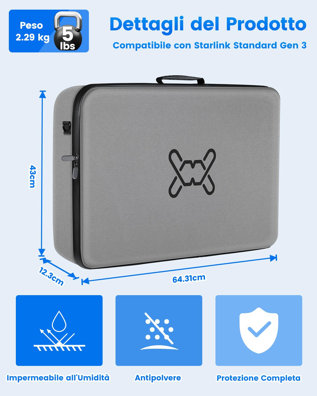 Mwin Custodia Trasporto per Starlink Gen 3 - Accessorio Borsa Antishock/Impermeabile per Antenna V3, Custodia Viaggio Portatile, Ideale per Camper & Outdoor, Protegge il tuo Kit Starlink Gen 3