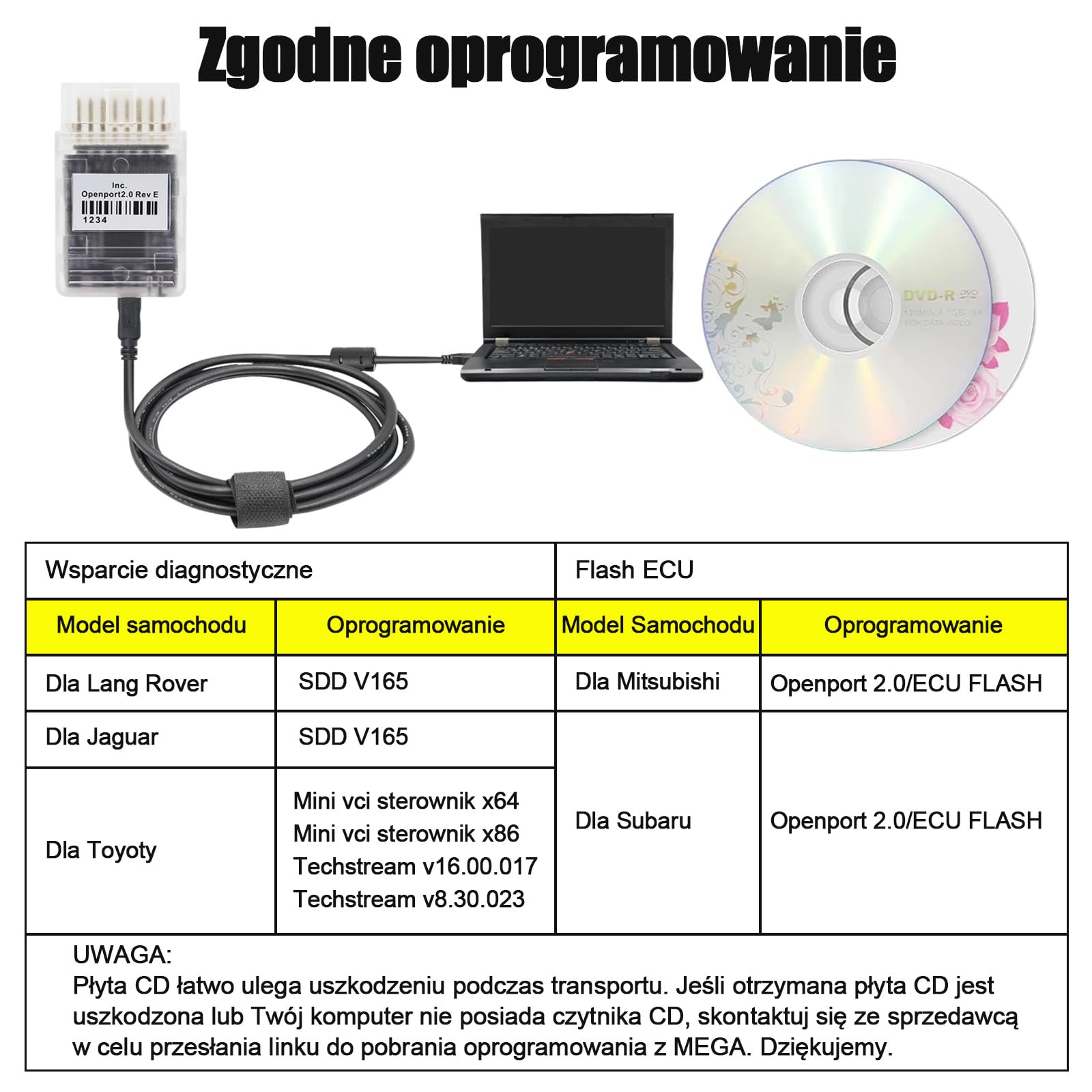 Openport 2.0 ECU Flash Scanner, OBD2 K-CAN kabel diagnostyczny kompatybilny z Jaguar for Land Rover for Toyota for Mitsubishi dla pojazdów Subaru, Work for SDD V163 for Techstream for Tactrix