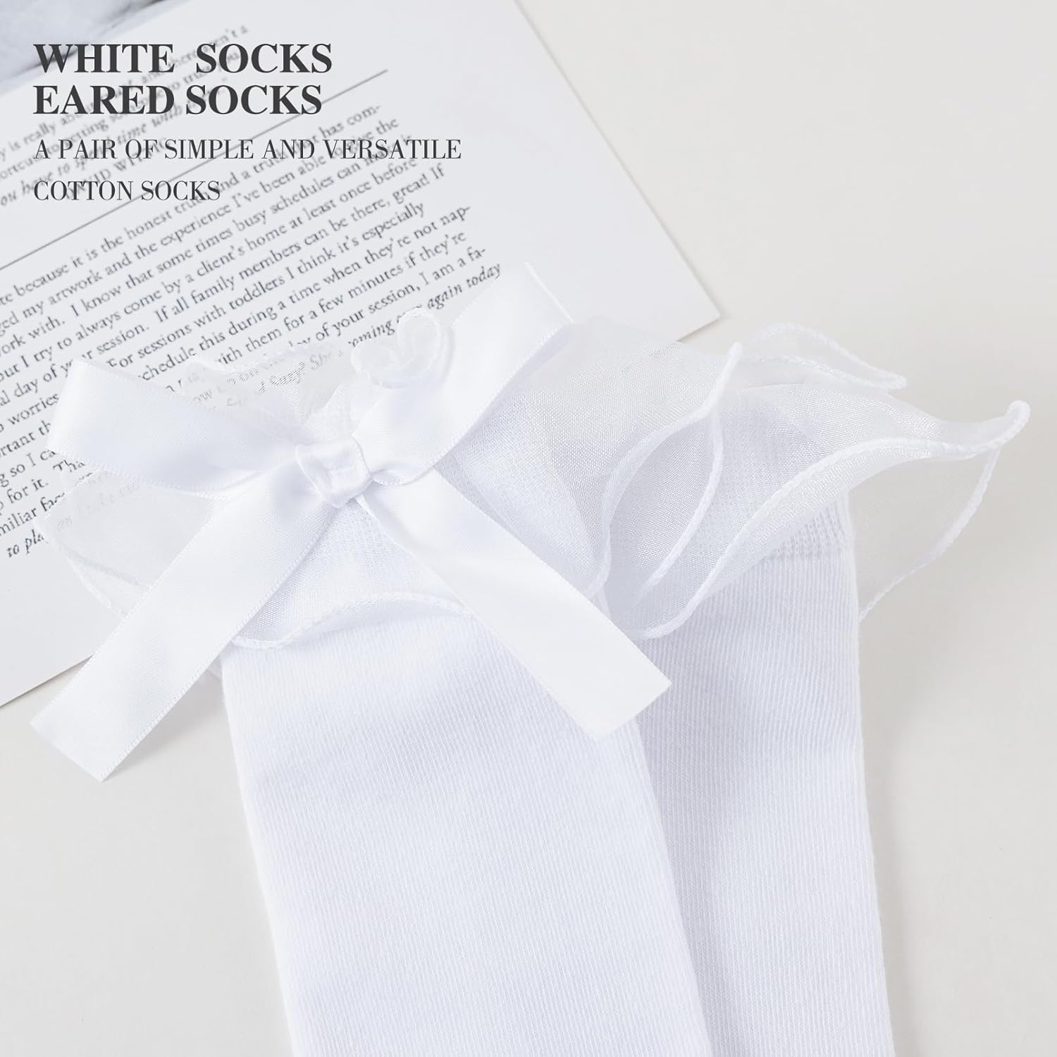 Women's Lace Ruffle Frilly Ankle Socks - Girl Cotton Knee High Socks with Bow Lace Ruffle Trim - Image 6