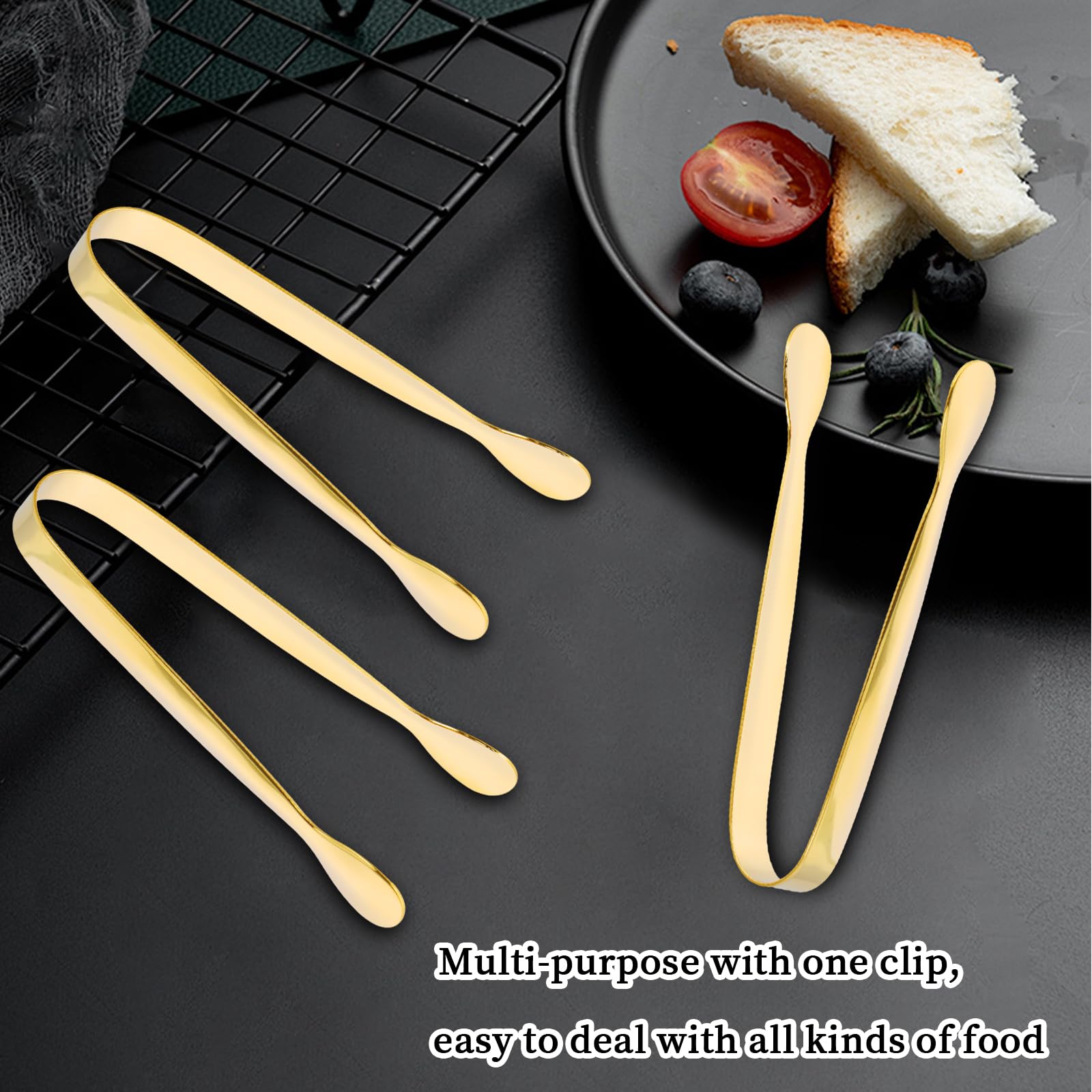 Volumoon Lot De 8 Pinces à Glaçons En Acier Inoxydable Or - Service Cuisine Et Fêtes