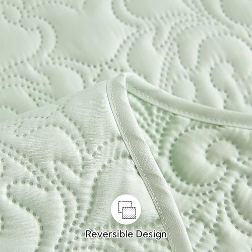 Miniatura 3 de Auemtyn Juego de edredón de 3 piezas tamaño matrimonialqueen, colcha de verano suave y ligera, colcha reversible de microfibra para todas las