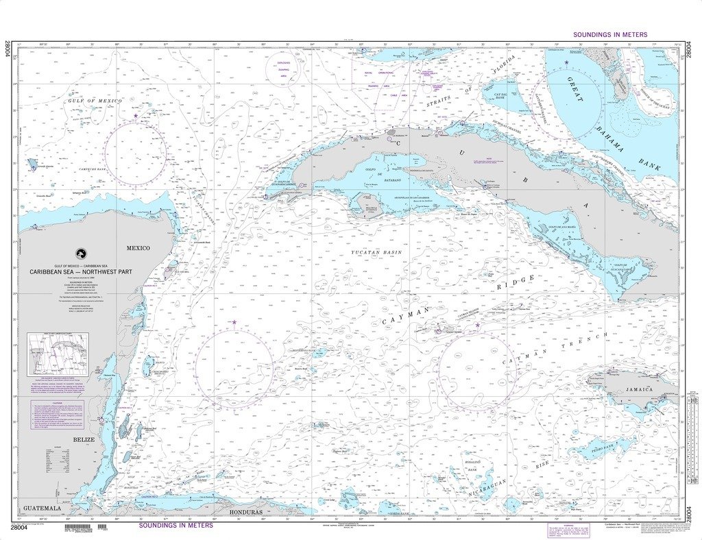 NGA Chart 28004: Caribbean Sea-Northwest Part (Loran-C)