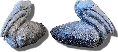 Handmade Pelican Sculpture, Gray Stone Decorative Figurine, Marine Life Art Gift