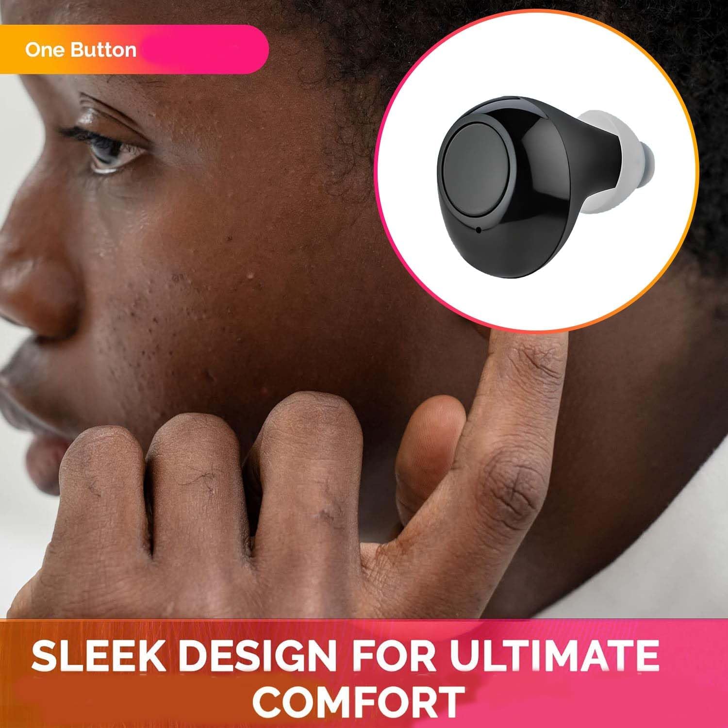 Digital Hearing Amplifier - Next Generation In the Ear Personal Sound Device w/Noise Reduction - Rechargeable ITE 2 Piece Set, Portable Charging Case Sound Assist for Adults and Seniors, Black